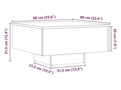 Mesa de centro madera de ingeniería envejecida 60x60x31,5 cm