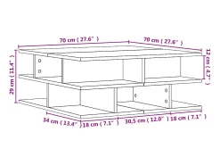 Mesa de centro madera de ingeniería blanco 70x70x29 cm
