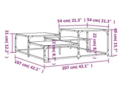 Mesa de centro madera de ingeniería roble ahumado 107x107x40 cm