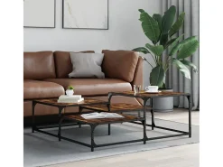 Mesa de centro madera de ingeniería roble ahumado 107x107x40 cm