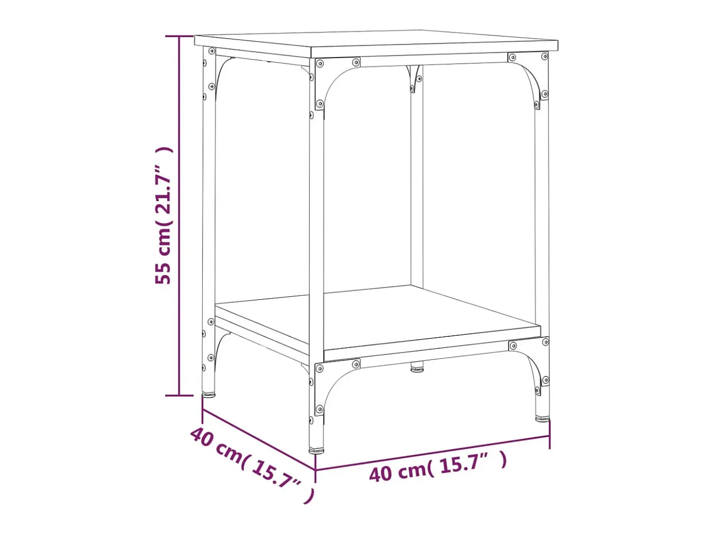 Mesa de centro madera de ingeniería roble ahumado 40x40x55 cm