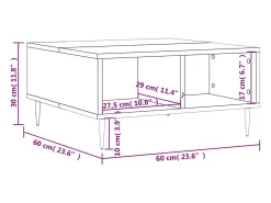 Mesa de centro madera de ingeniería gris hormigón 60x60x30 cm
