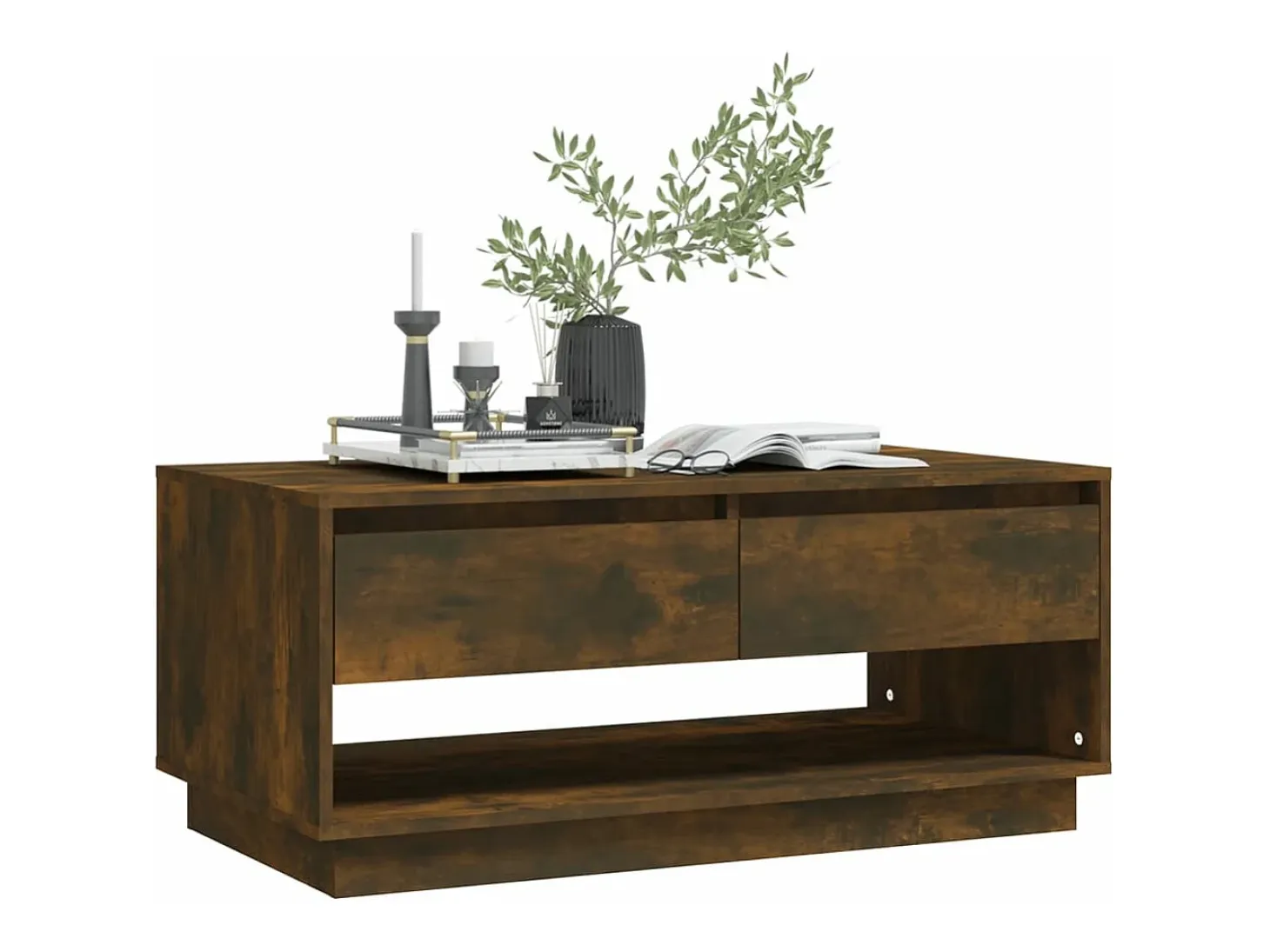 Mesa de centro madera de ingeniería roble ahumado 102,5x55x44cm