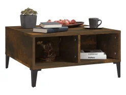 Mesa de centro madera de ingeniería roble ahumado 60x60x30 cm