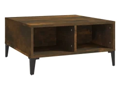 Mesa de centro madera de ingeniería roble ahumado 60x60x30 cm