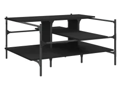 Mesa de centro madera de ingeniería negro 100x100x48,5 cm