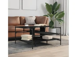 Mesa de centro madera de ingeniería negro 100x100x48,5 cm