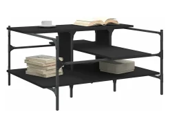 Mesa de centro madera de ingeniería negro 100x100x48,5 cm