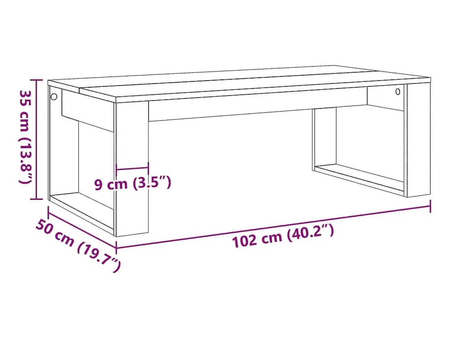 Mesa de centro madera de ingeniería roble artisan 102x50x35 cm
