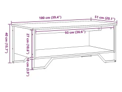 Mesa de centro madera de ingeniería roble marrón 100x51x40 cm