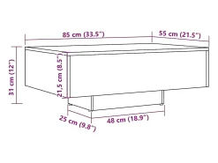 Mesa de centro madera ingeniería madera envejecida 85x55x31 cm