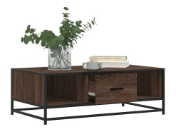 Mesa de centro madera ingeniería metal marrón 100x57x35 cm