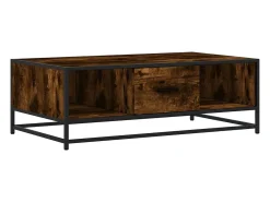 Mesa de centro madera ingeniería metal roble humo 100x57x35 cm