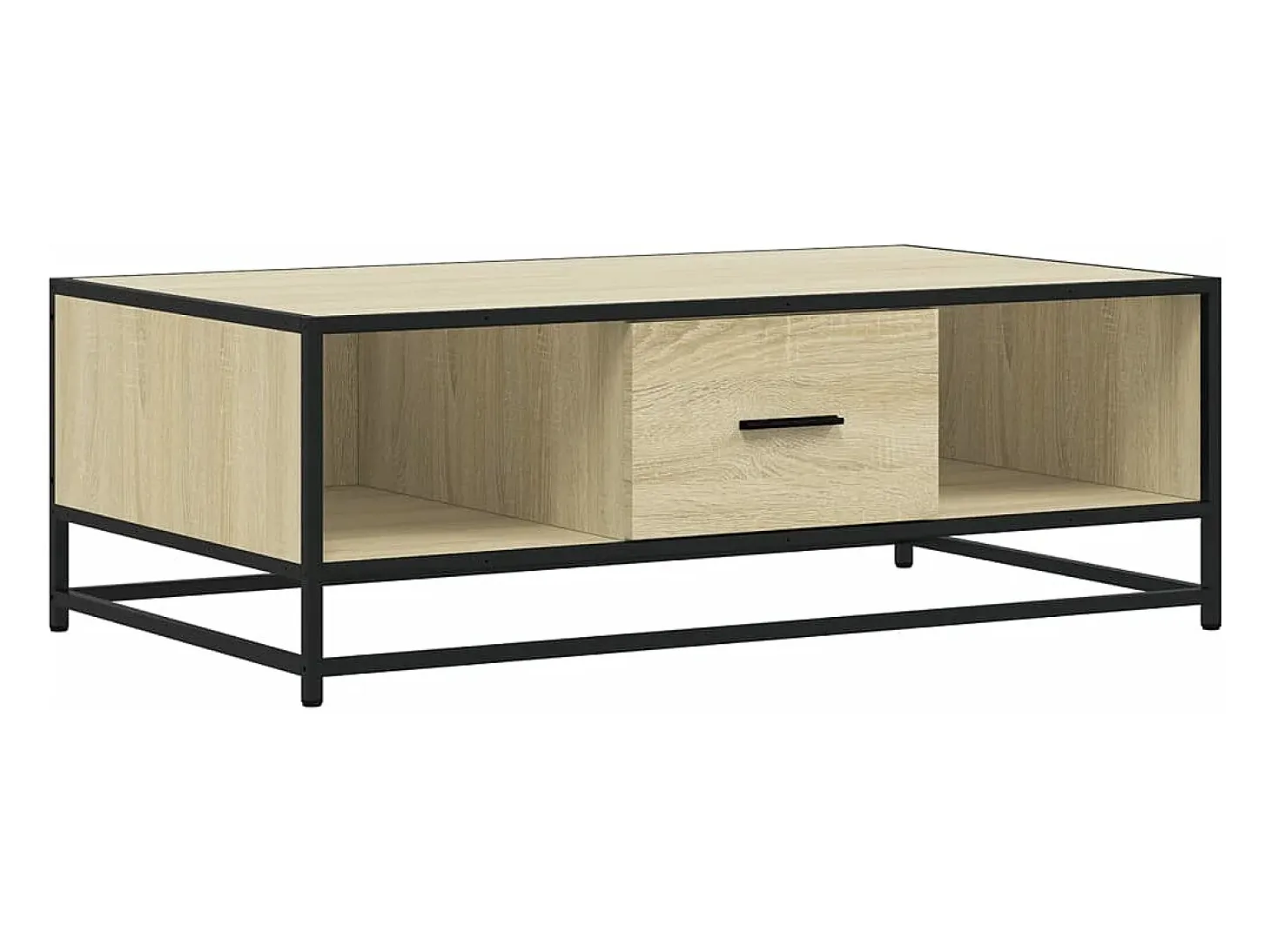 Mesa de centro madera ingeniería metal roble Sonoma 100x57x35cm