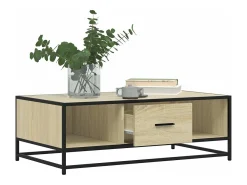 Mesa de centro madera ingeniería metal roble Sonoma 100x57x35cm