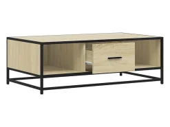 Mesa de centro madera ingeniería metal roble Sonoma 100x57x35cm