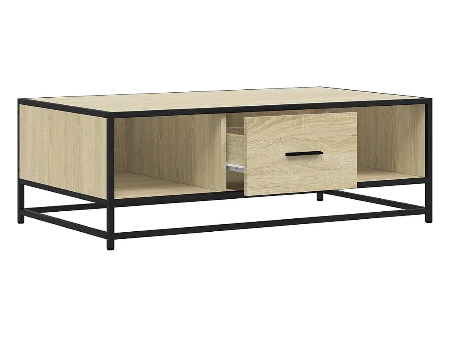 Mesa de centro madera ingeniería metal roble Sonoma 100x57x35cm