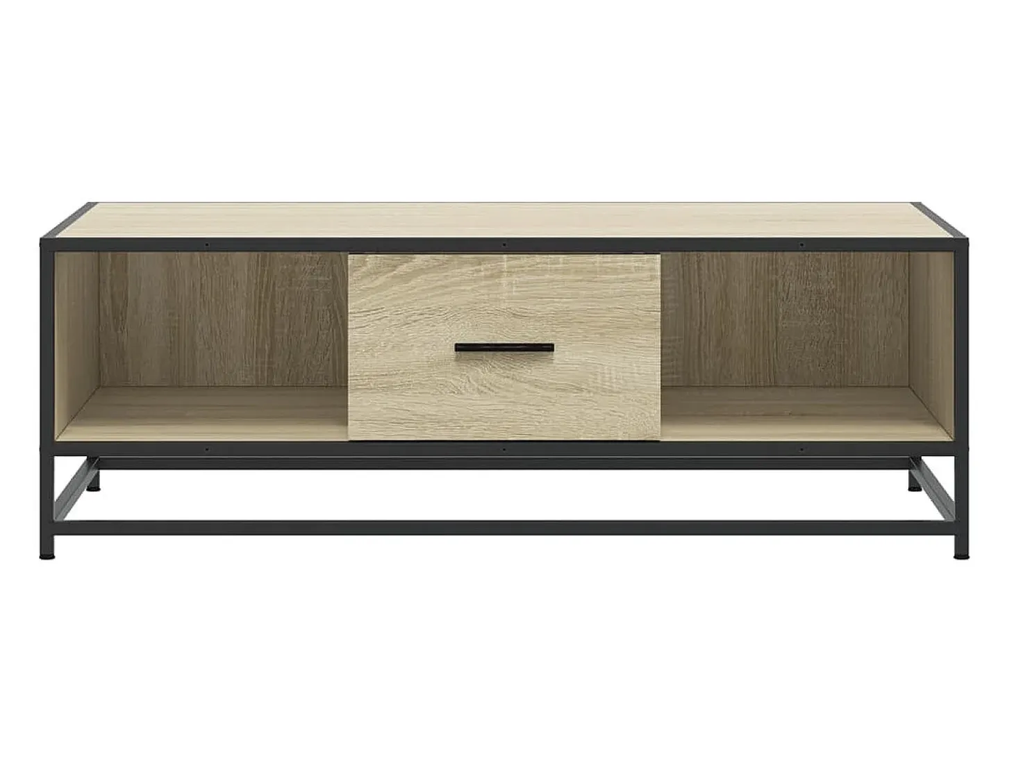 Mesa de centro madera ingeniería metal roble Sonoma 100x57x35cm
