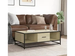 Mesa de centro madera ingeniería metal roble Sonoma 100x57x35cm