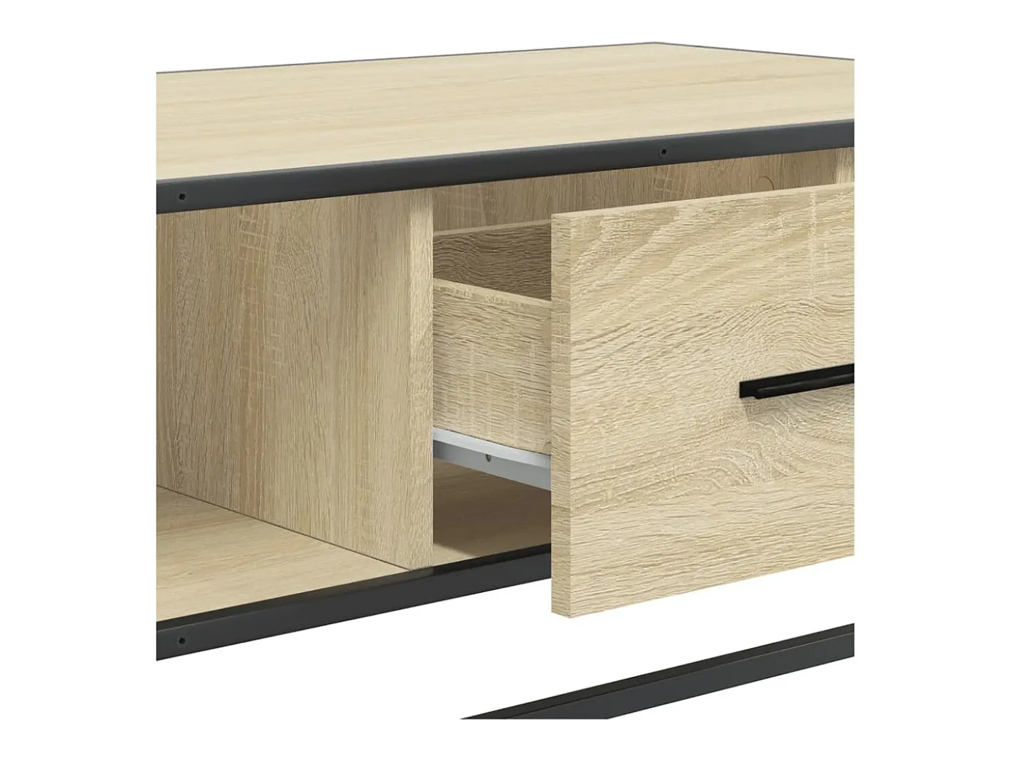 Mesa de centro madera ingeniería metal roble Sonoma 100x57x35cm