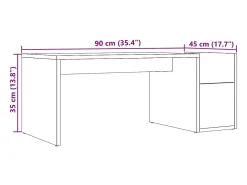 Mesa de centro madera ingeniería envejecida 90x45x35 cm