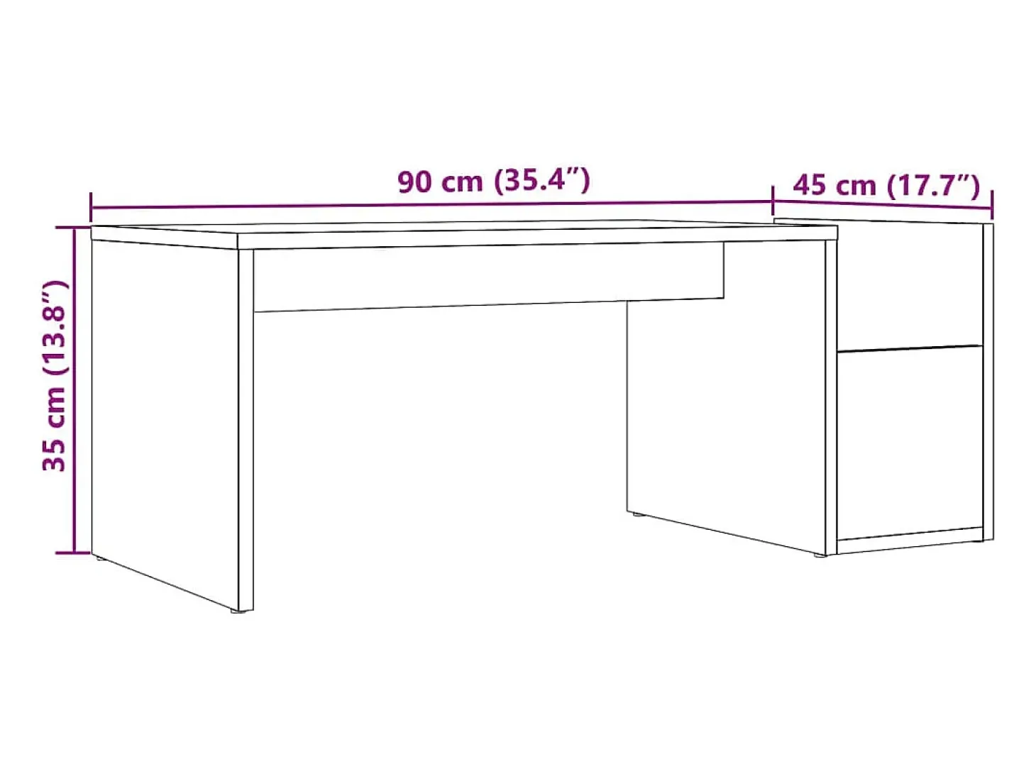 Mesa de centro madera ingeniería envejecida 90x45x35 cm