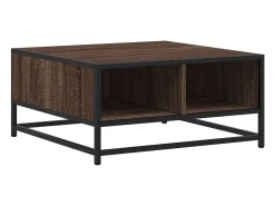 Mesa de centro madera ingeniería y metal marrón 60,5x60,5x30 cm