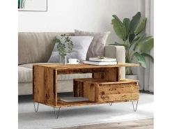 Mesa de centro madera ingeniería madera envejecida 90x49x45 cm
