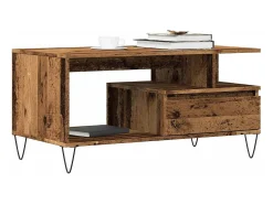 Mesa de centro madera ingeniería madera envejecida 90x49x45 cm