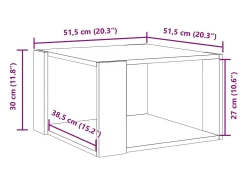 Mesa de centro madera ingeniería roble Sonoma 51,5x51,5x30 cm