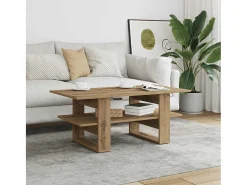 Mesa de centro madera ingeniería roble artesanal 102x55x42cm