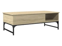 Mesa de centro madera ingeniería metal roble Sonoma 100x50x35cm