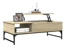 Mesa de centro madera ingeniería metal roble Sonoma 100x50x35cm