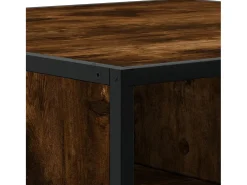 Mesa de centro madera ingeniería metal roble ahumado 80x80x30cm