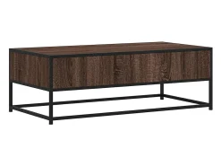 Mesa de centro madera ingeniería metal marrón 100x50x35 cm