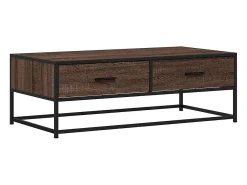 Mesa de centro madera ingeniería metal marrón 100x50x35 cm