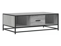 Mesa de centro madera ingeniería metal gris Sonoma 100x57x35 cm