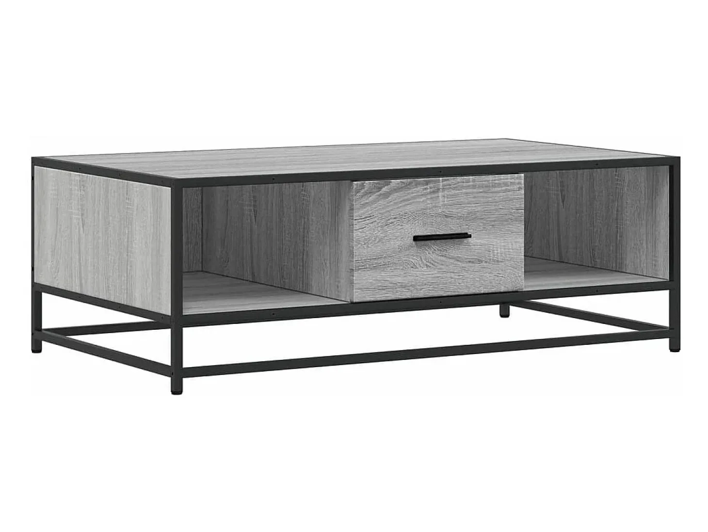 Mesa de centro madera ingeniería metal gris Sonoma 100x57x35 cm