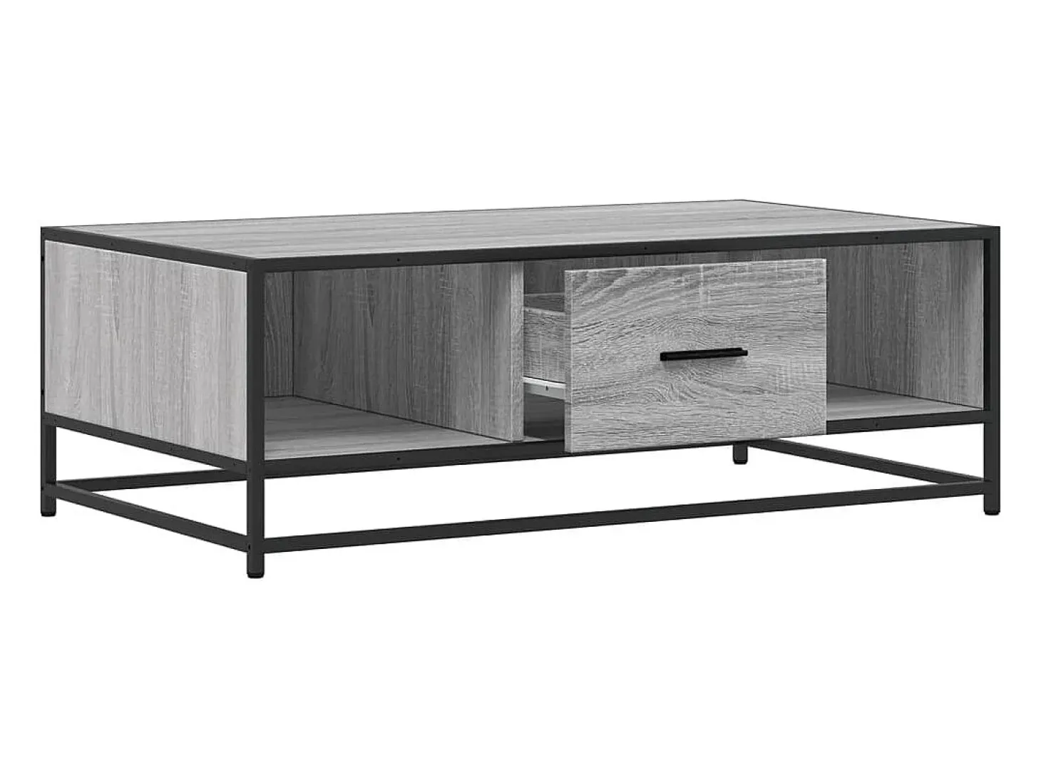 Mesa de centro madera ingeniería metal gris Sonoma 100x57x35 cm