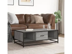 Mesa de centro madera ingeniería metal gris Sonoma 100x57x35 cm
