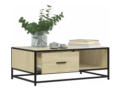Mesa de centro madera ingeniería metal roble Sonoma 90x57x35 cm