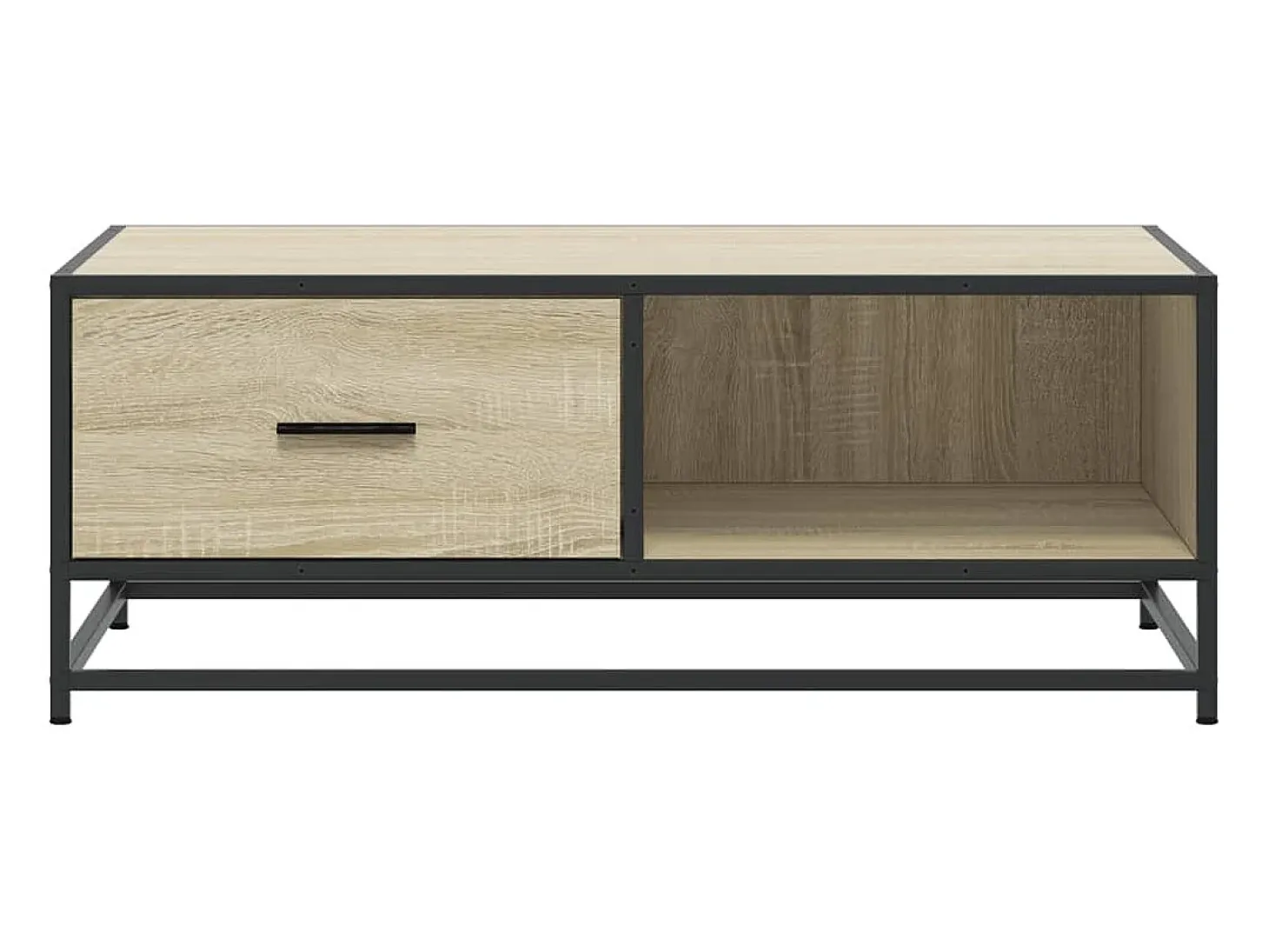 Mesa de centro madera ingeniería metal roble Sonoma 90x57x35 cm