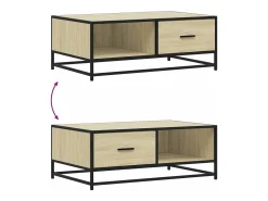 Mesa de centro madera ingeniería metal roble Sonoma 90x57x35 cm