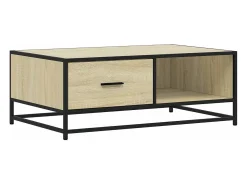 Mesa de centro madera ingeniería metal roble Sonoma 90x57x35 cm