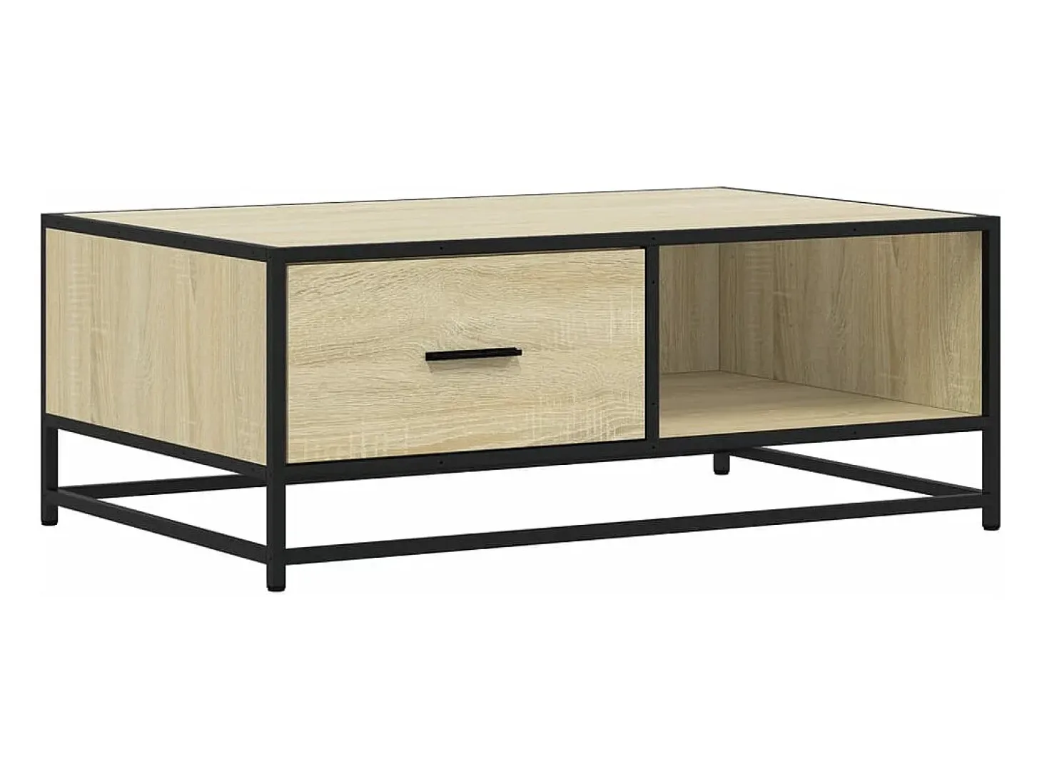 Mesa de centro madera ingeniería metal roble Sonoma 90x57x35 cm