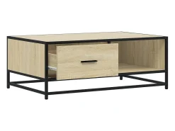 Mesa de centro madera ingeniería metal roble Sonoma 90x57x35 cm