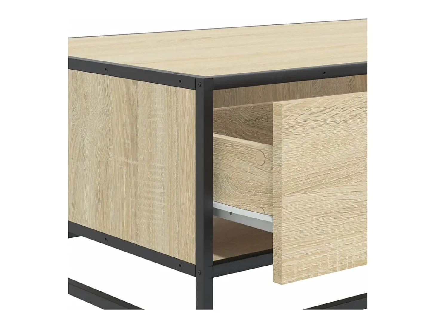 Mesa de centro madera ingeniería metal roble Sonoma 90x57x35 cm