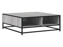 Mesa de centro madera ingeniería metal gris Sonoma 80x80x30 cm
