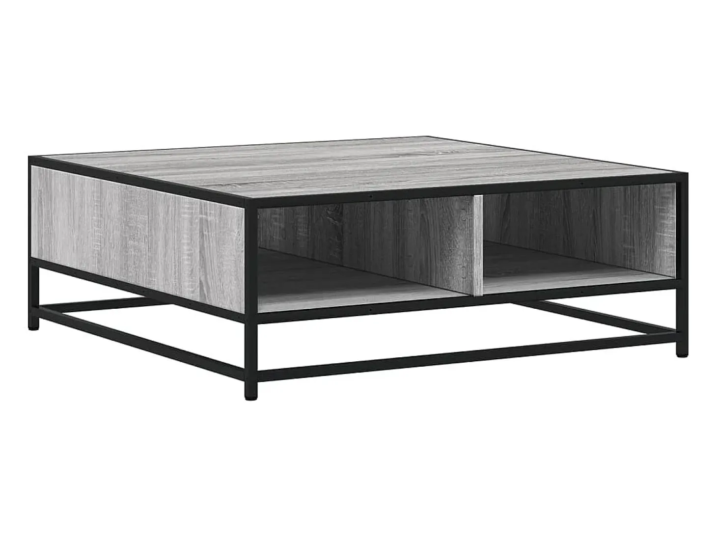 Mesa de centro madera ingeniería metal gris Sonoma 80x80x30 cm