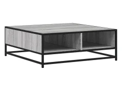 Mesa de centro madera ingeniería metal gris Sonoma 80x80x30 cm